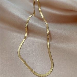 18k gold plated 3mm herringbone necklace.